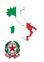 Image showing The colored map of Italy on a national arms