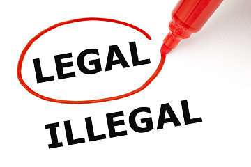 Image showing Legal or Illegal with Red Marker