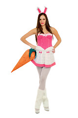 Image showing young woman in bunny suit