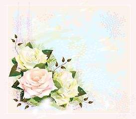 Image showing Vintage background  with roses. Imitation of watercolor painting