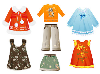 Image showing set of seasonal clothes for girls