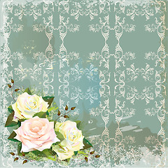 Image showing Vintage background  with roses. Imitation of watercolor painting