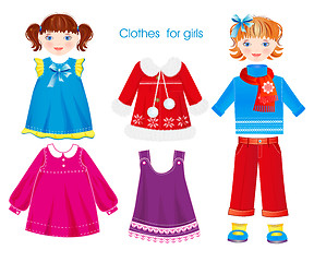 Image showing set of seasonal clothes for girls