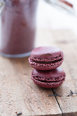 Image showing Two macaroons and cocoa