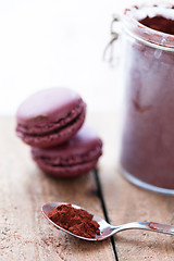 Image showing Cocoa powder and macaroons