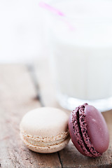 Image showing Macaroons and milk