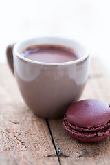 Image showing Hot chocolate and macaroon