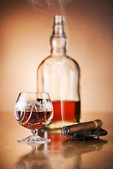 Image showing Cognac and cigar