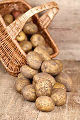 Image showing basket with fresh potatoes