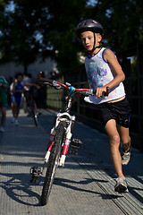 Image showing Very young triathlete