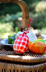 Image showing Easter basket and colored eggs