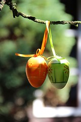 Image showing Easter eggs hanging on the tree 