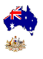 Image showing The map, flag and the arms of Australia