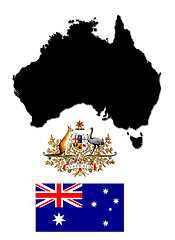 Image showing The map, flag and the arms of Australia