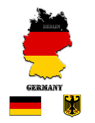 Image showing The map, flag and the arms of Germany