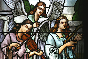 Image showing Angels Musicians, Stained glass