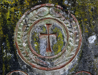 Image showing Stone cemetery cross