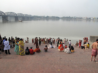 Image showing Morning ritual on the Hoogly(Ganges) river