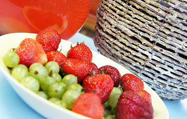 Image showing Summer fruits and drinks