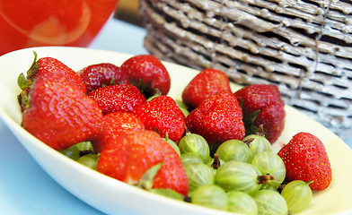 Image showing Summer fruits and drinks