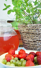 Image showing Summer fruits and drinks