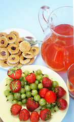 Image showing Summer fruits and drinks