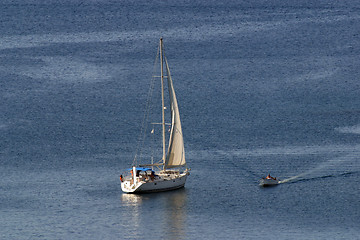 Image showing Boat sails the sea