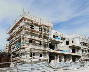 Image showing Three-storeyed apartment building under construction