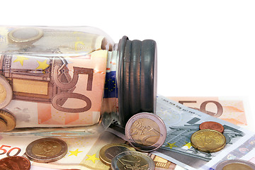 Image showing Euro coins and bank notes.