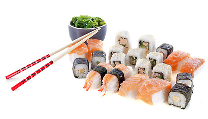 Image showing sushi and algae