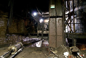 Image showing Old creepy, dark, decaying, destructive, dirty factory