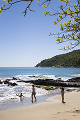 Image showing  Playing children on the beach