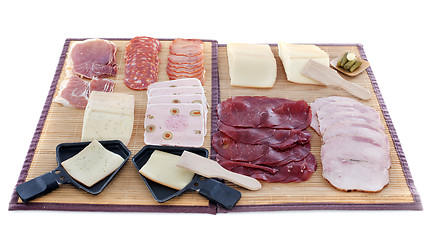 Image showing raclette cheese and meat