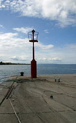 Image showing Small red lighthouse along Adriatic coasts