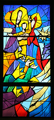 Image showing Nativity scene, stained glass