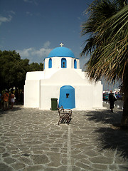 Image showing church with bench