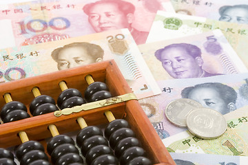 Image showing Chinese currencies with abacus

