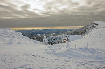 Image showing Winter landscape with shelter