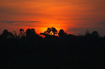 Image showing fire the sky,sunset shot from kerala,india