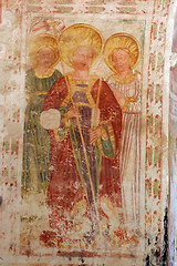 Image showing Fresco paintings in the old church