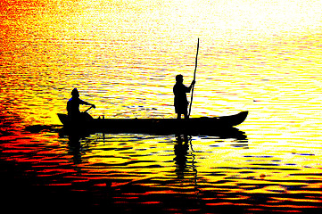 Image showing painting of two fishermen