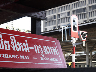 Image showing Destination sign and railway signal