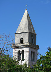 Image showing Church bell tower on island Cres, Croatia