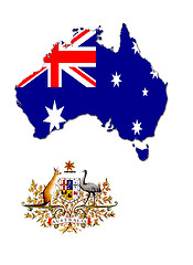 Image showing The map, flag and the arms of Australia