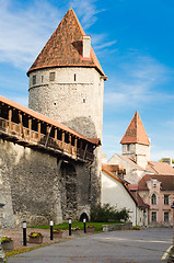 Image showing Towers of a fortification of Old Tallinn