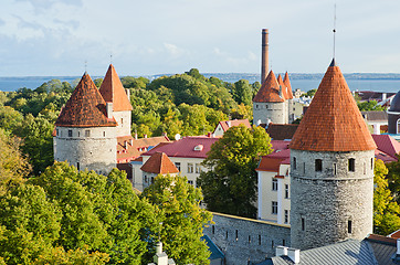 Image showing Towers of a fortification of Old Tallinn