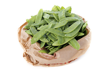 Image showing snow peas in paper bag