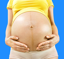 Image showing stomach and hands of pregnant woman