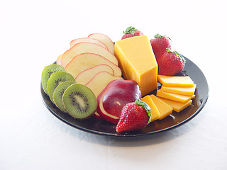 Image showing Tray of Cheese and Fruit