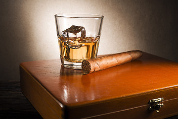 Image showing Whiskey and cigar